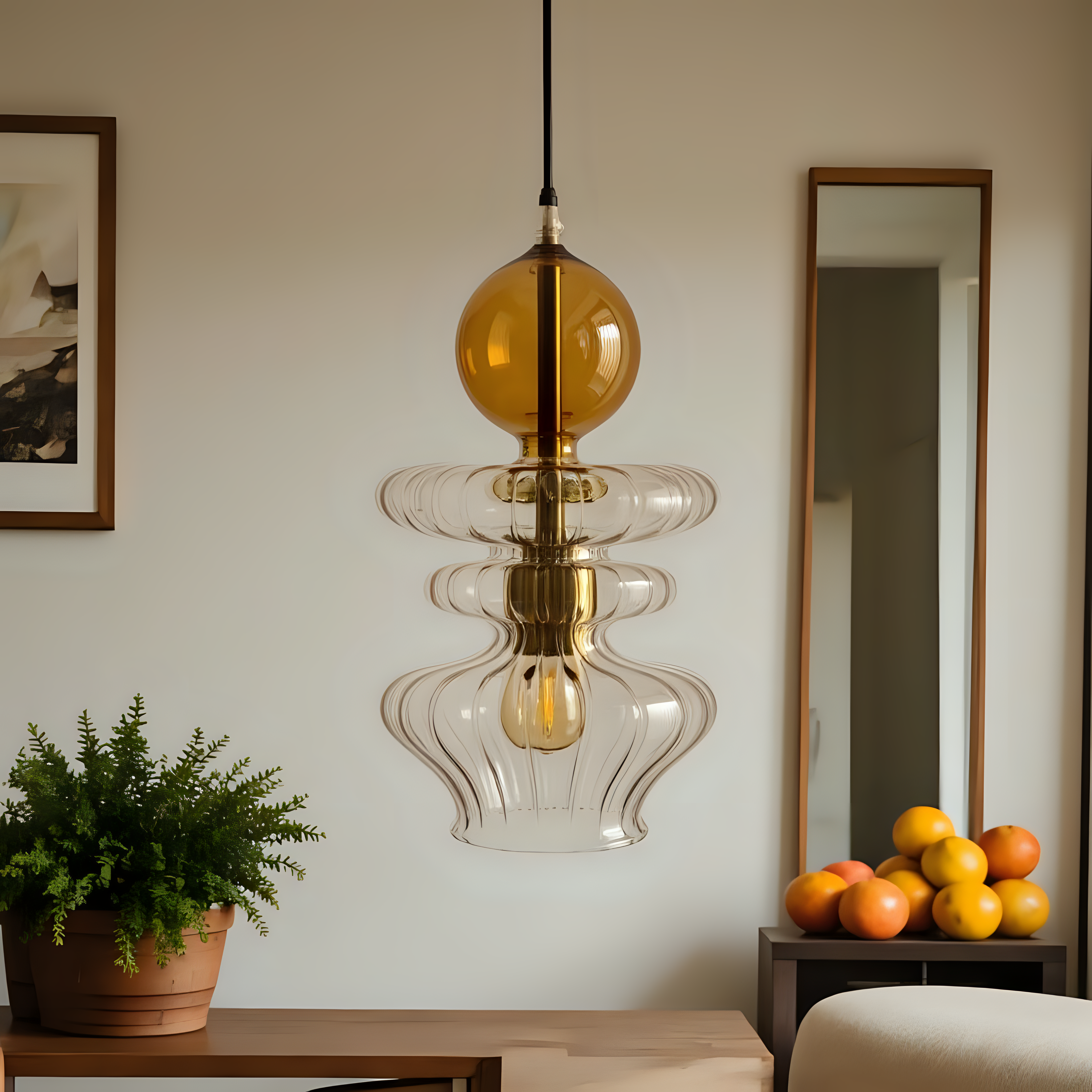 Custom Hand Blown Glass Pendant Light